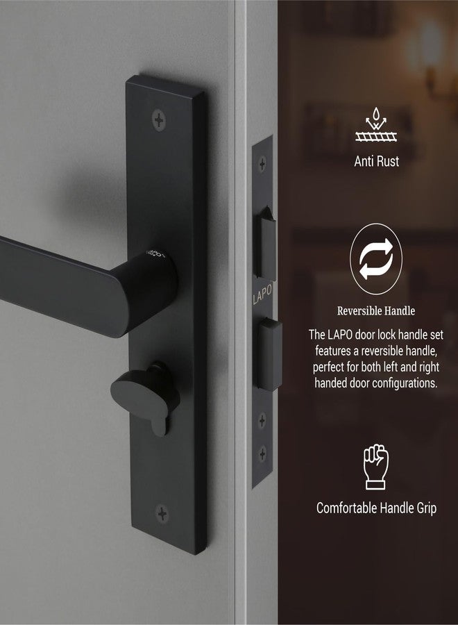 LAPO قفل نقر شديد التحمل من لابو للأبواب الرئيسية - أسطوانة 60 مم، جسم القفل 45 × 45 مم، قفل بمفتاح للمنزل والمكتب وغرفة النوم والفندق (لون أسود، ضمان 3 سنوات) Cy-180 - Image 4